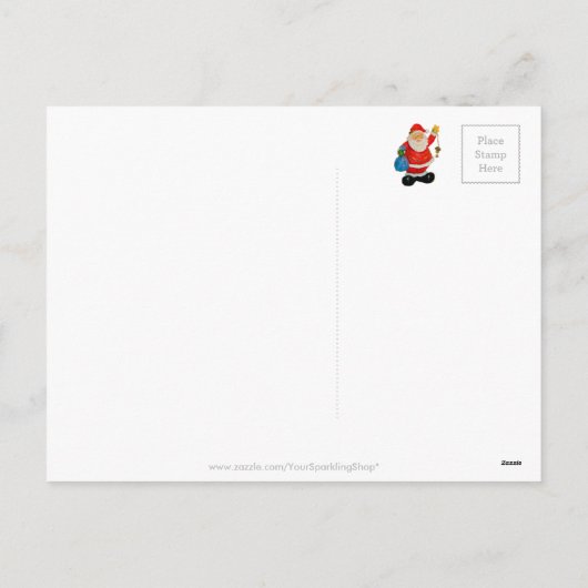 サンタクロース父クリスマスとバッグとスター シーズンポストカード (裏面)