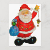 サンタクロース父クリスマスとバッグとスター シーズンポストカード (正面)