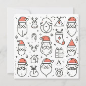 サンタクロース父クリスマスプレゼントのラインアート シーズンカード (正面)