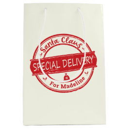 サンタクロース特別配送の追加の名前 ミディアムペーパーバッグ