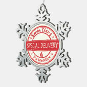 サンタクロース特別配達名前をカスタムする スノーフレークピューターオーナメント (右)