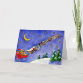 サンタクロース犬のトナカイ猫のおもしろいなクリスマスカード シーズンカード (正面)