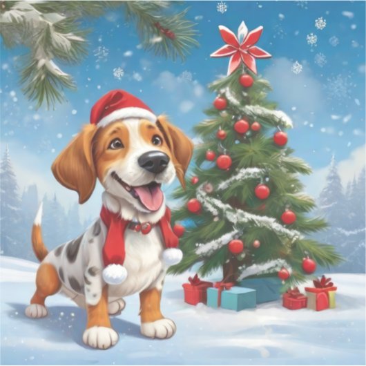 サンタクロース犬 シール (正面)