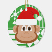 サンタクロース猿のクリスマスのオーナメント セラミックオーナメント (左)