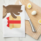 サンタクロース猿絵文字 キッチンタオル (四つ折り)