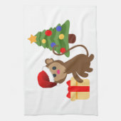 サンタクロース猿絵文字 キッチンタオル (縦)