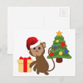 サンタクロース猿絵文字 シーズンポストカード (正面/裏面)