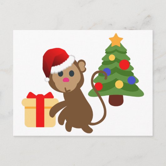 サンタクロース猿絵文字 シーズンポストカード (正面)