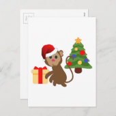 サンタクロース猿絵文字 シーズンポストカード (正面/裏面)