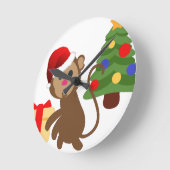 サンタクロース猿絵文字 ラウンド壁時計 (傾斜)