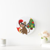 サンタクロース猿絵文字 ラウンド壁時計 (ホーム)