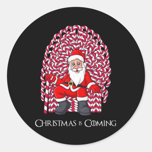 サンタクロース甘しょの玉座クリスマス少年たち女の子 ラウンドシール (正面)