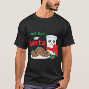 サンタクロース用にクッキー牛乳をお出ししました ださい クリスマス Tシャツ