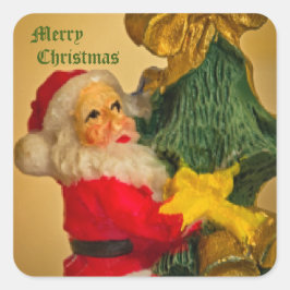 サンタクロース登山ザクリスマスツリー – ヴィンテージ スクエアシール