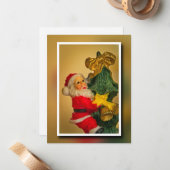 サンタクロース登山ザクリスマスツリー – ヴィンテージ ノートカード (正面/裏面インサイチュ)