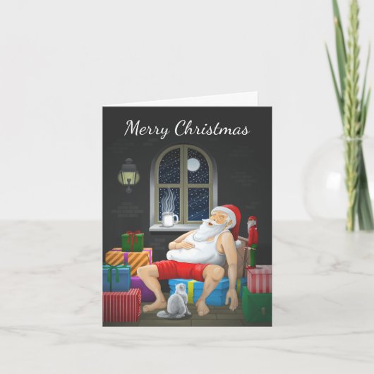 サンタクロース眠いコーヒータイム カード (正面)