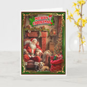 サンタクロース眠る カード (黄色い花)