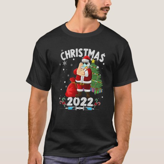 サンタクロース着用マスククリスマス2022 Tシャツ (正面)