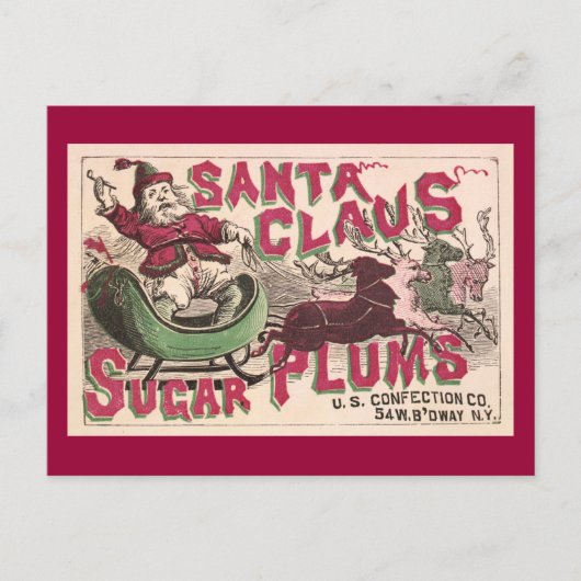 サンタクロース砂糖梅 – ヴィンテージクリスマス シーズンポストカード (正面)