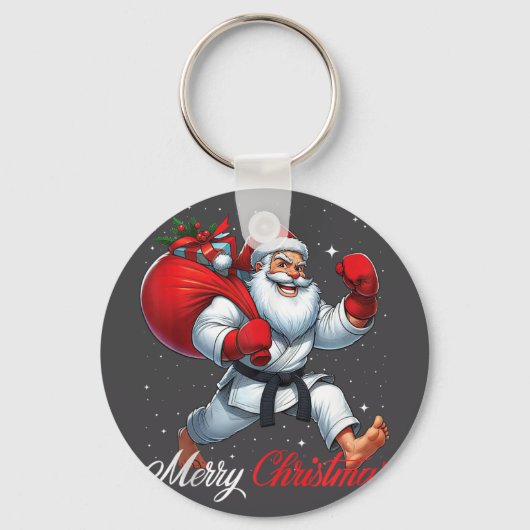 サンタクロース空手プレイスメリークリスマススノークスマ キーホルダー (正面)