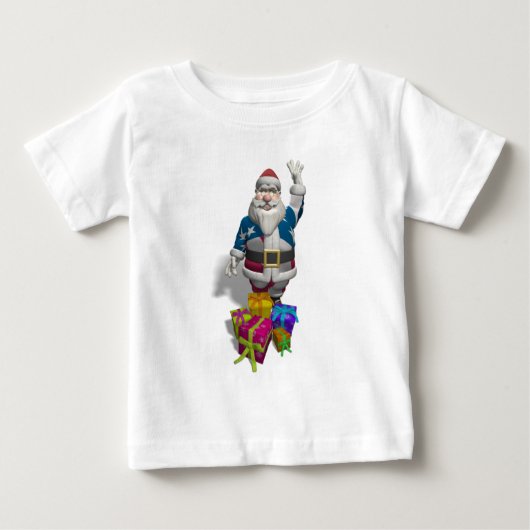 サンタクロース米国国旗のジャケット ベビーTシャツ (正面)