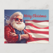 サンタクロース米国国旗 ポストカード (正面)