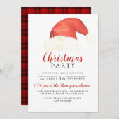 サンタクロース素朴ハットレッドファミリークリスマスパーティー 招待状 (正面/裏面)