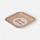 サンタクロース絵を描顔の半レンガ模様 ペーパープレート (傾斜あり)