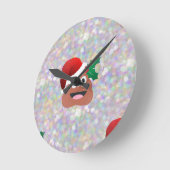 サンタクロース絵文字 ラウンド壁時計 (傾斜)