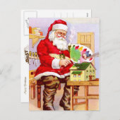 サンタクロース絵画の人形の家 シーズンポストカード (正面/裏面)