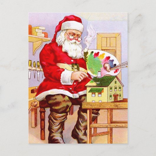 サンタクロース絵画の人形の家 シーズンポストカード (正面)