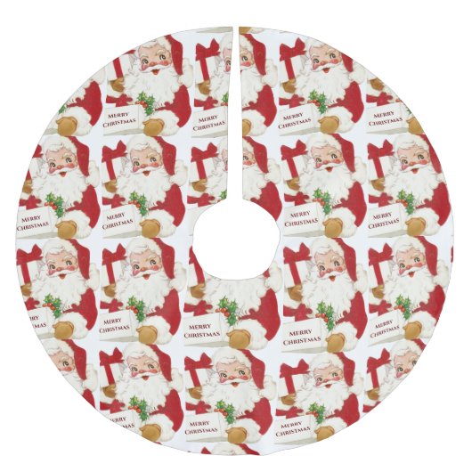 サンタクロース緑のオリーメリークリスマスギフト ブラッシュドポリエステルツリースカート (正面)