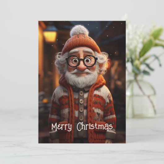 サンタクロース編みセーター シーズンカード (スタンド正面)