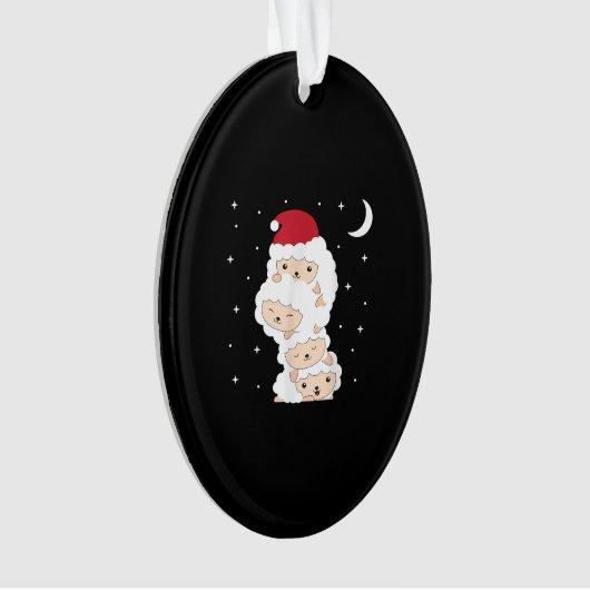サンタクロース羊クリスマスラムファーム動物のギフト オーナメント (正面)