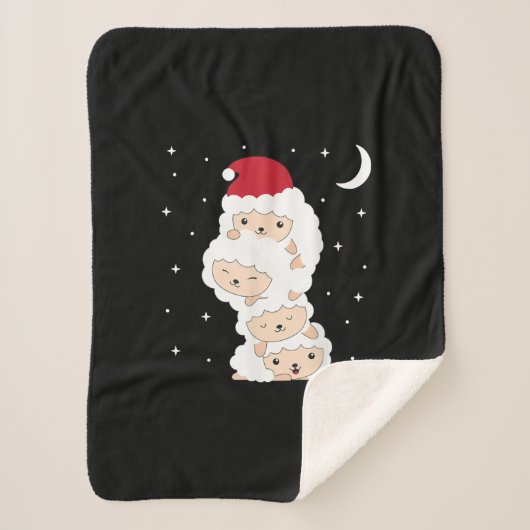 サンタクロース羊クリスマスラムファーム動物のギフト シェルパブランケット (正面)