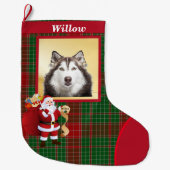 サンタクロース良い犬リスト写真名大きなクリスマス ラージクリスマスストッキング (正面)
