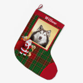 サンタクロース良い犬リスト写真名大きなクリスマス ラージクリスマスストッキング (正面 (吊り時))