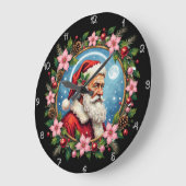 サンタクロース芸術的クリスマスリース ラージ壁時計 (傾斜)