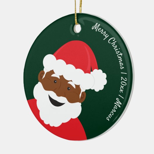 サンタクロース茶色の皮膚名年メリークリスマス セラミックオーナメント (左)