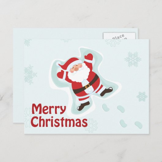 サンタクロース製雪エンジェルクリスマポストカード シーズンポストカード (正面/裏面)