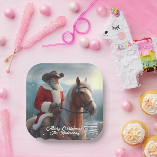 サンタクロース西クリスマスに乗る ペーパープレート (パーティー)