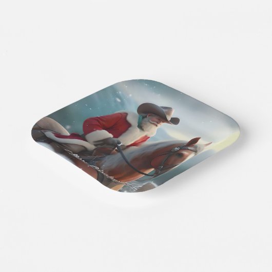 サンタクロース西クリスマスに乗る ペーパープレート (傾斜あり)