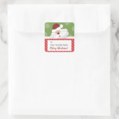 サンタクロース赤とグリーンホリデークリスマスラベル スクエアシール (バッグ)