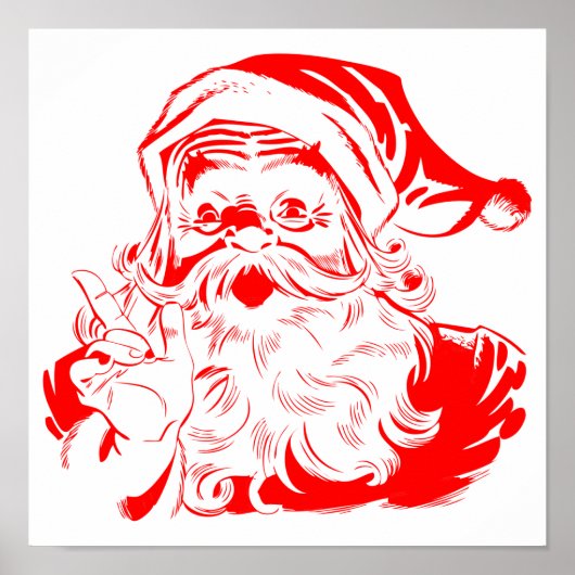 サンタクロース赤と白クリスマス ポスター (正面)