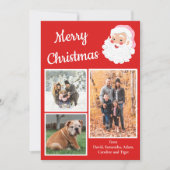 サンタクロース赤と白フォトコラージクリスマス シーズンカード (正面)