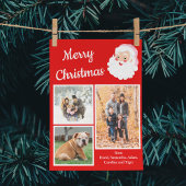 サンタクロース赤と白フォトコラージクリスマス シーズンカード