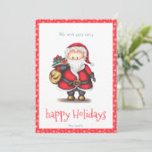 サンタクロース赤パーソナライズされたクリスマスカード シーズンカード (スタンド正面)