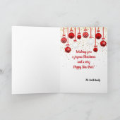 サンタクロース赤&金ゴールドメリークリスマス カード (内部)