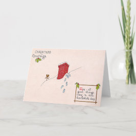 サンタクロース足跡煙突の雪の風見図 シーズンカード