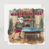 サンタクロース遊がハワイアンのシャツを着てピンポンを打った シーズンカード (正面/裏面)